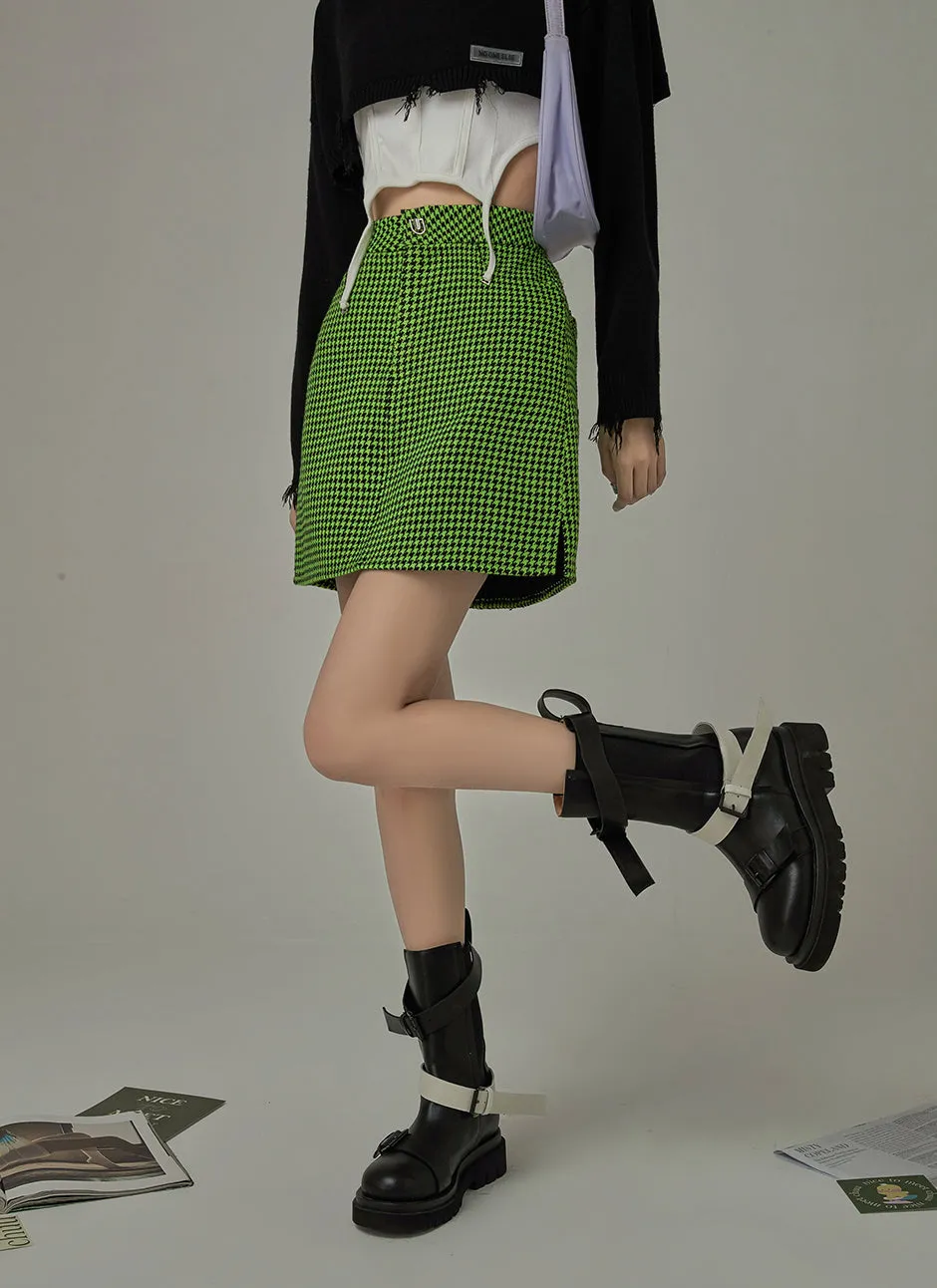 Hit Reset Houndstooth Skirt