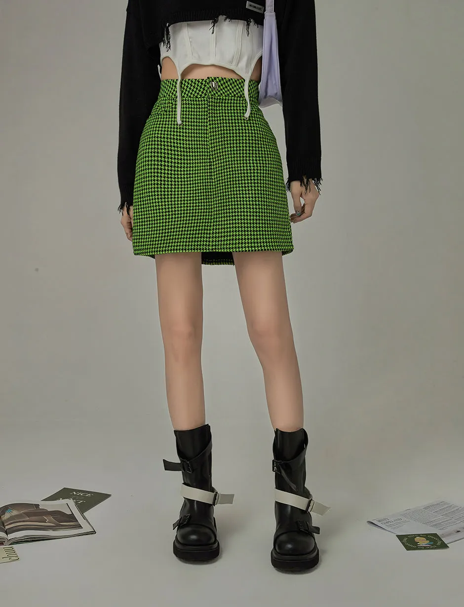 Hit Reset Houndstooth Skirt