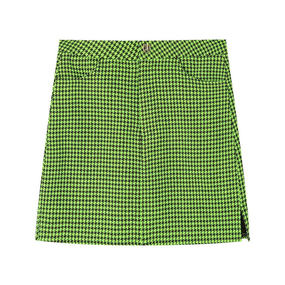 Hit Reset Houndstooth Skirt