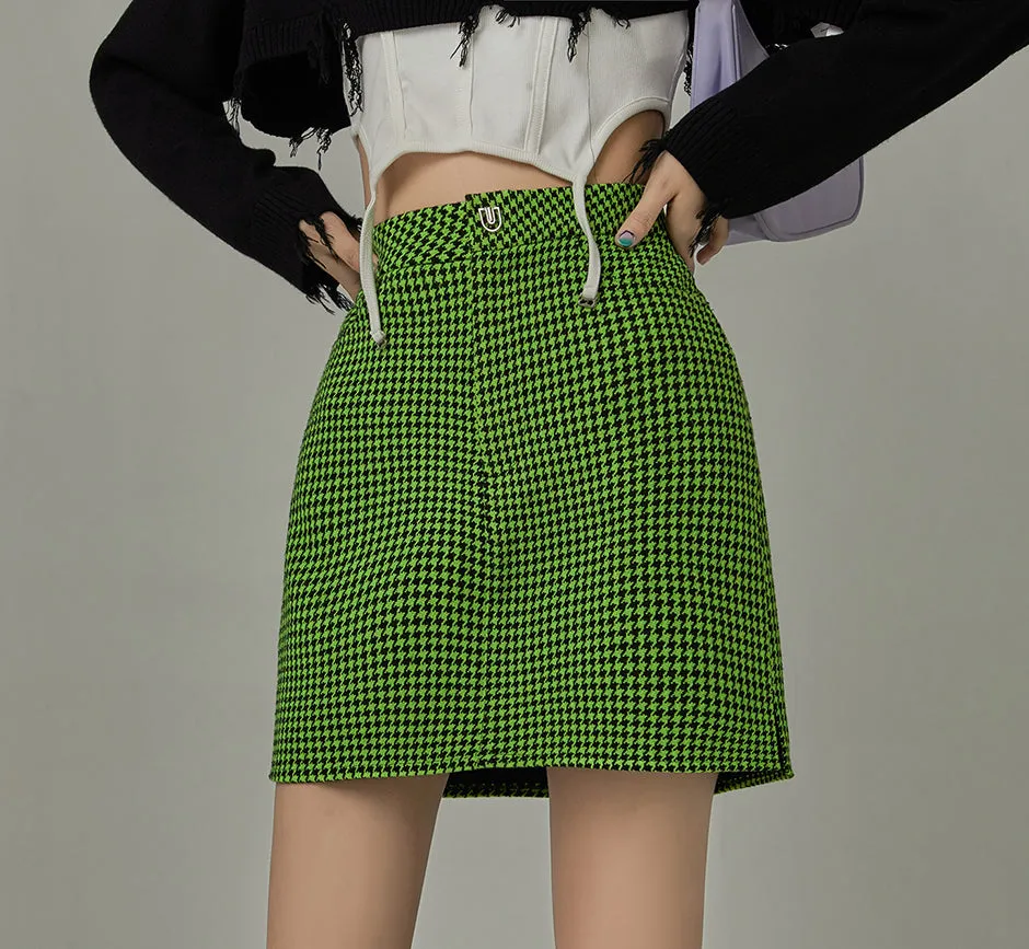 Hit Reset Houndstooth Skirt