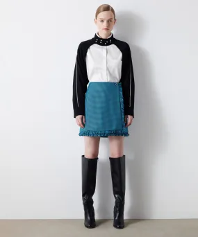 Ipekyol Crowbar Pattern Mini Skirt Blue