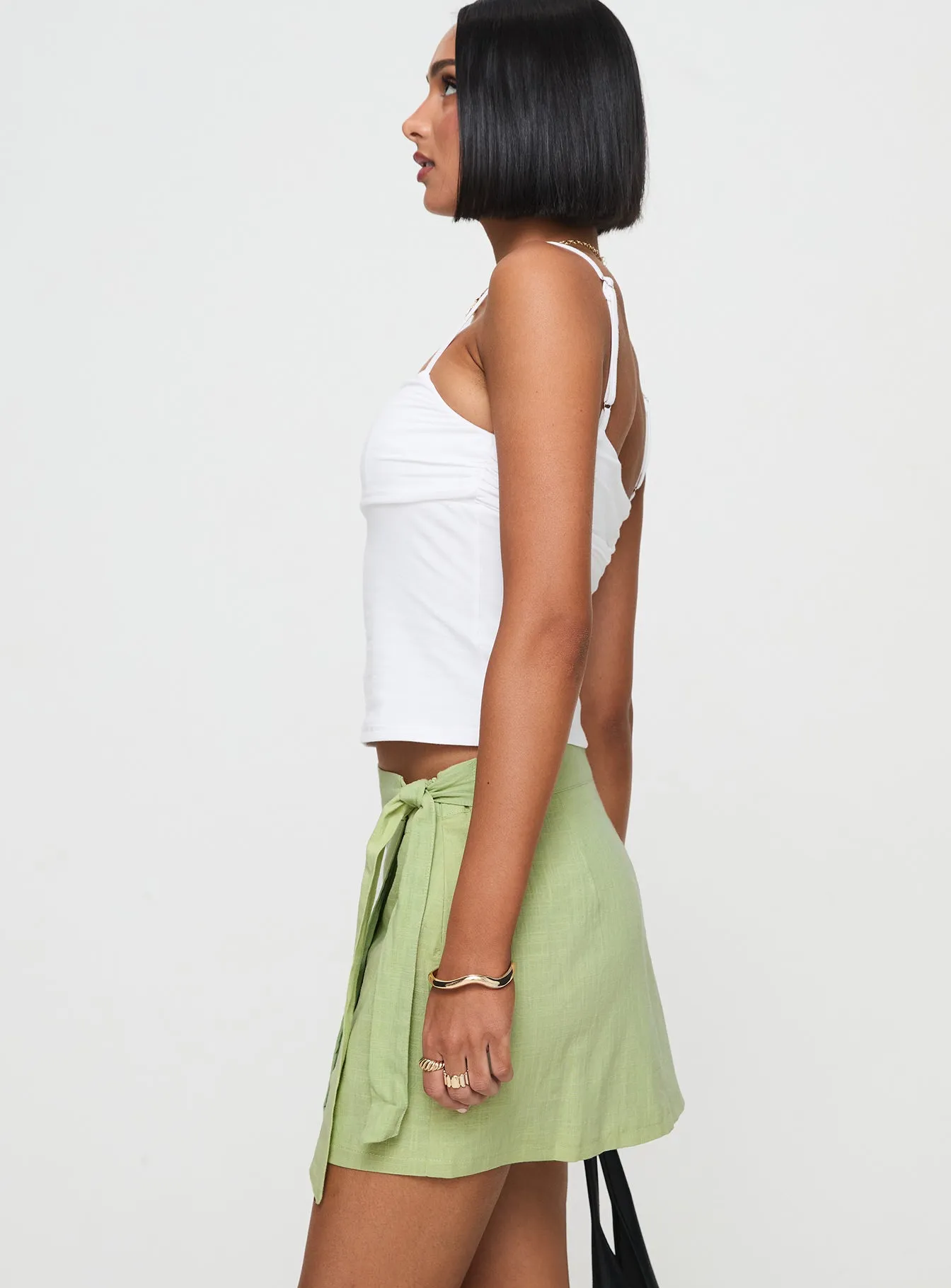 Isaak Wrap Mini Skirt Sage