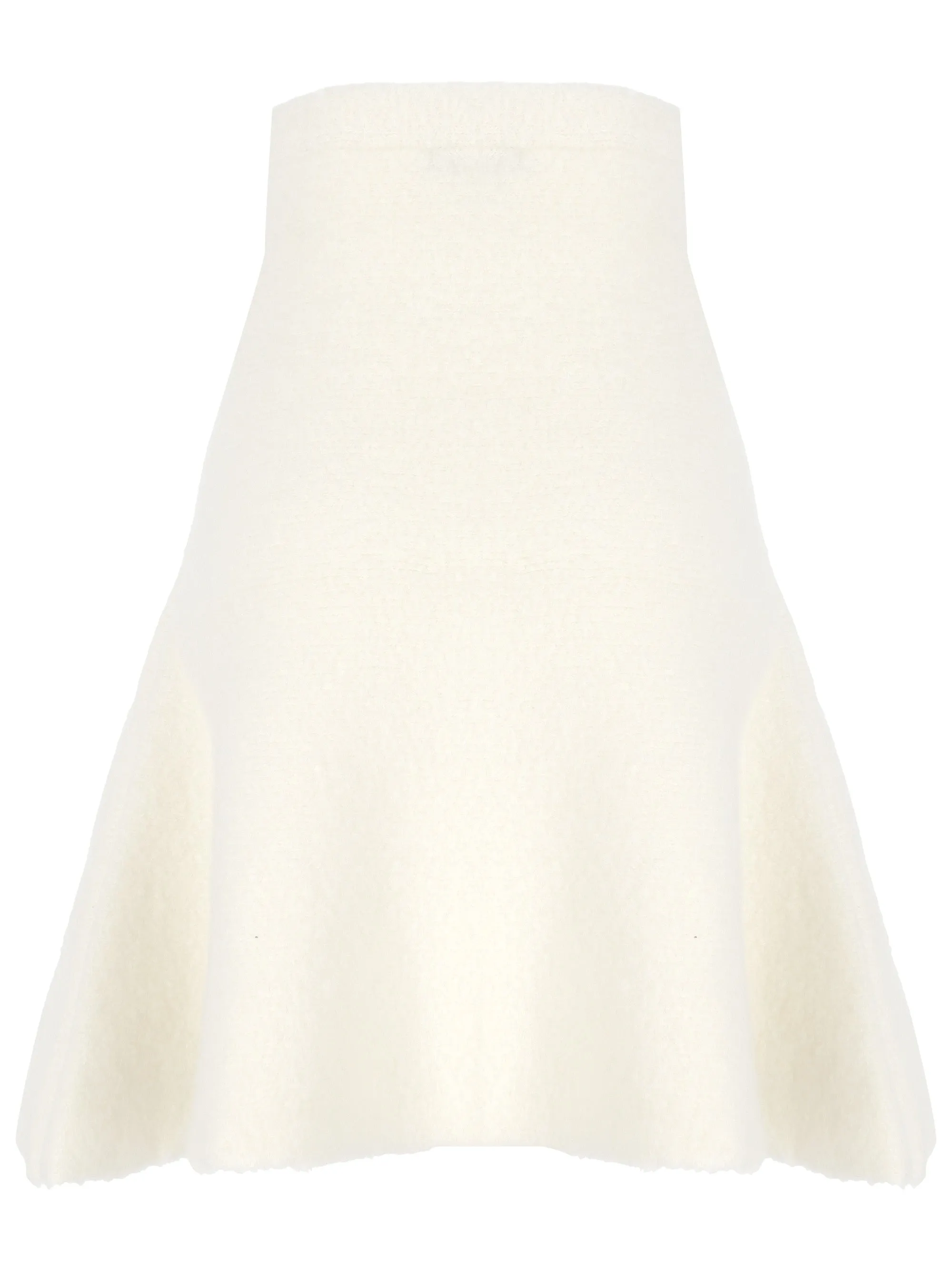 Ivory Cashmere Blend Fluted Skirt