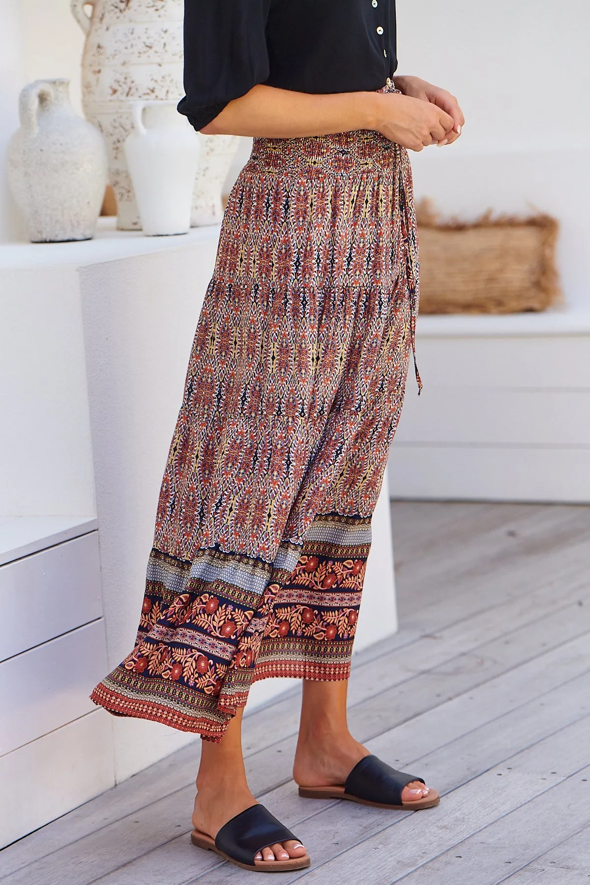 Josephine Multi Boho Print Maxi Skirt