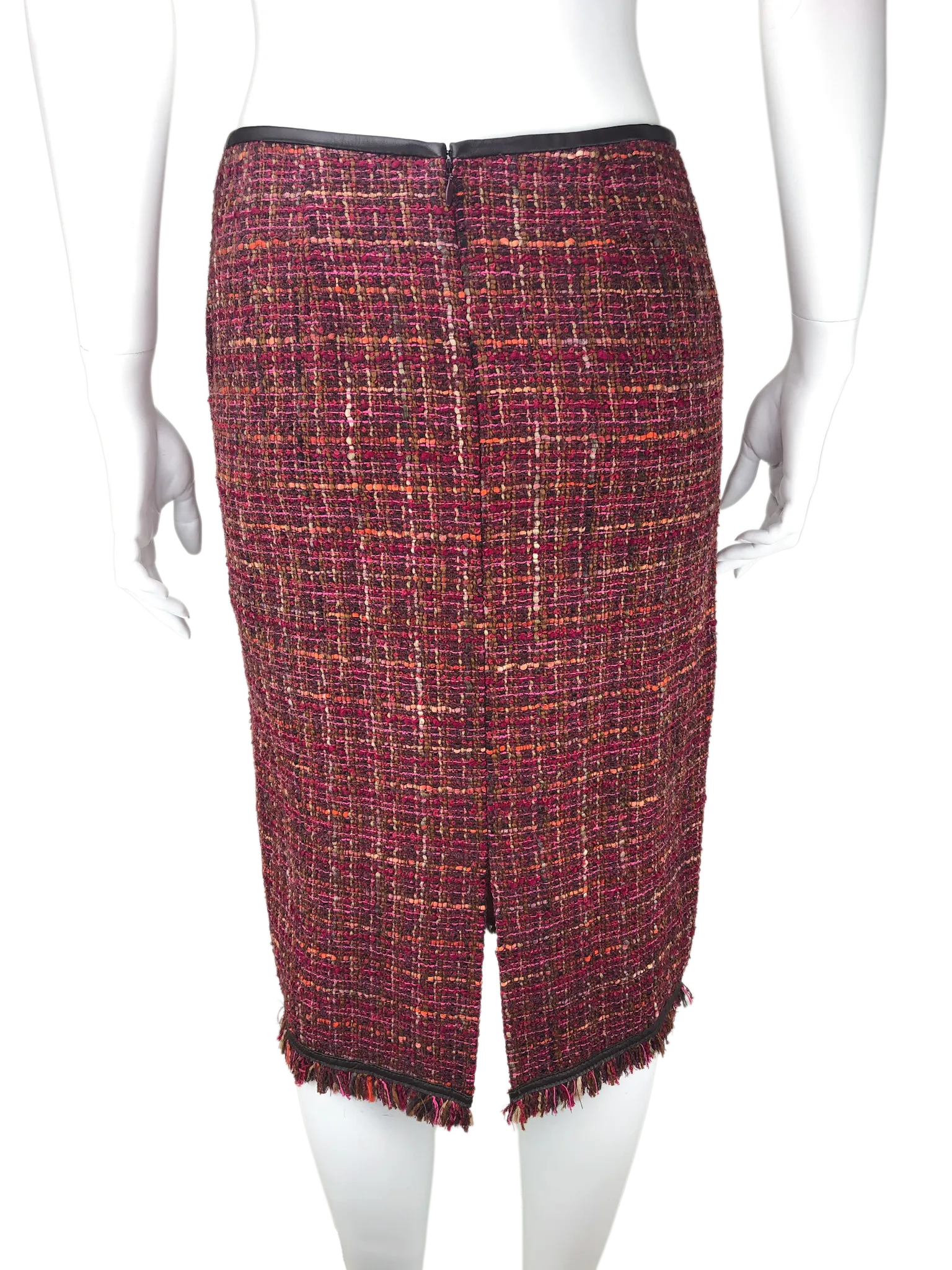 Lafayette 148, Women's Boucle Pencil Skirt with Leather Trim, Size 6