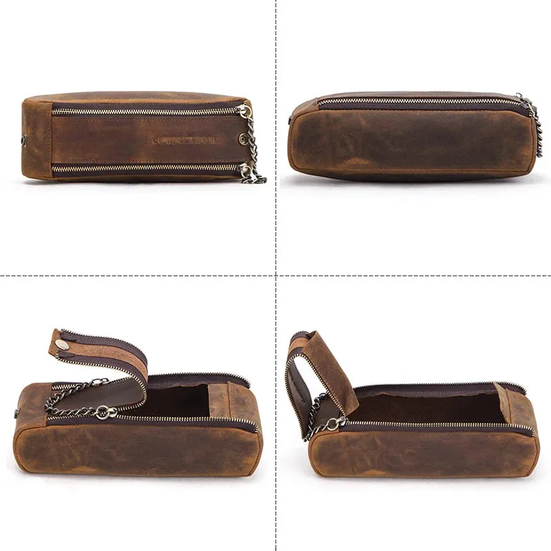 Leather Zipper Pen vintage Pencil Case