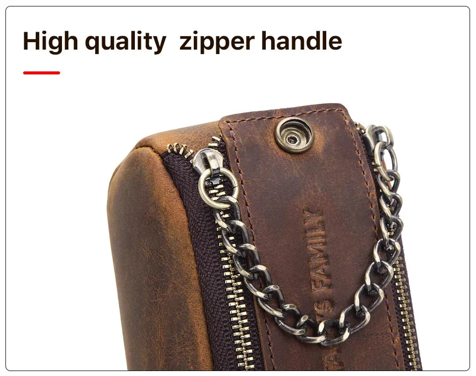 Leather Zipper Pen vintage Pencil Case