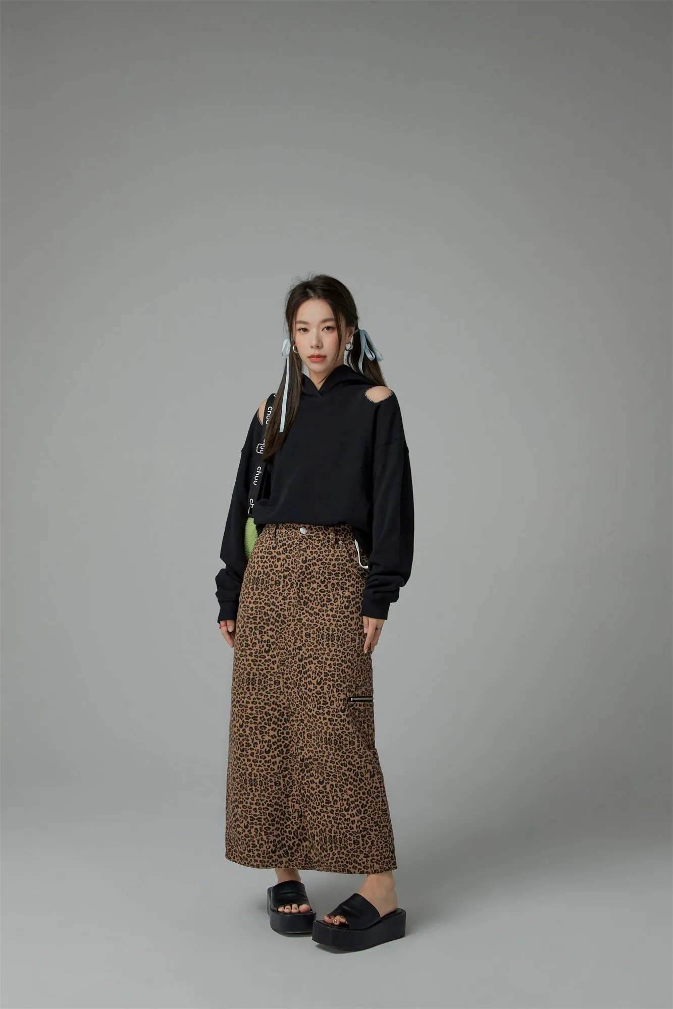 Leopard A-Line Long Skirt