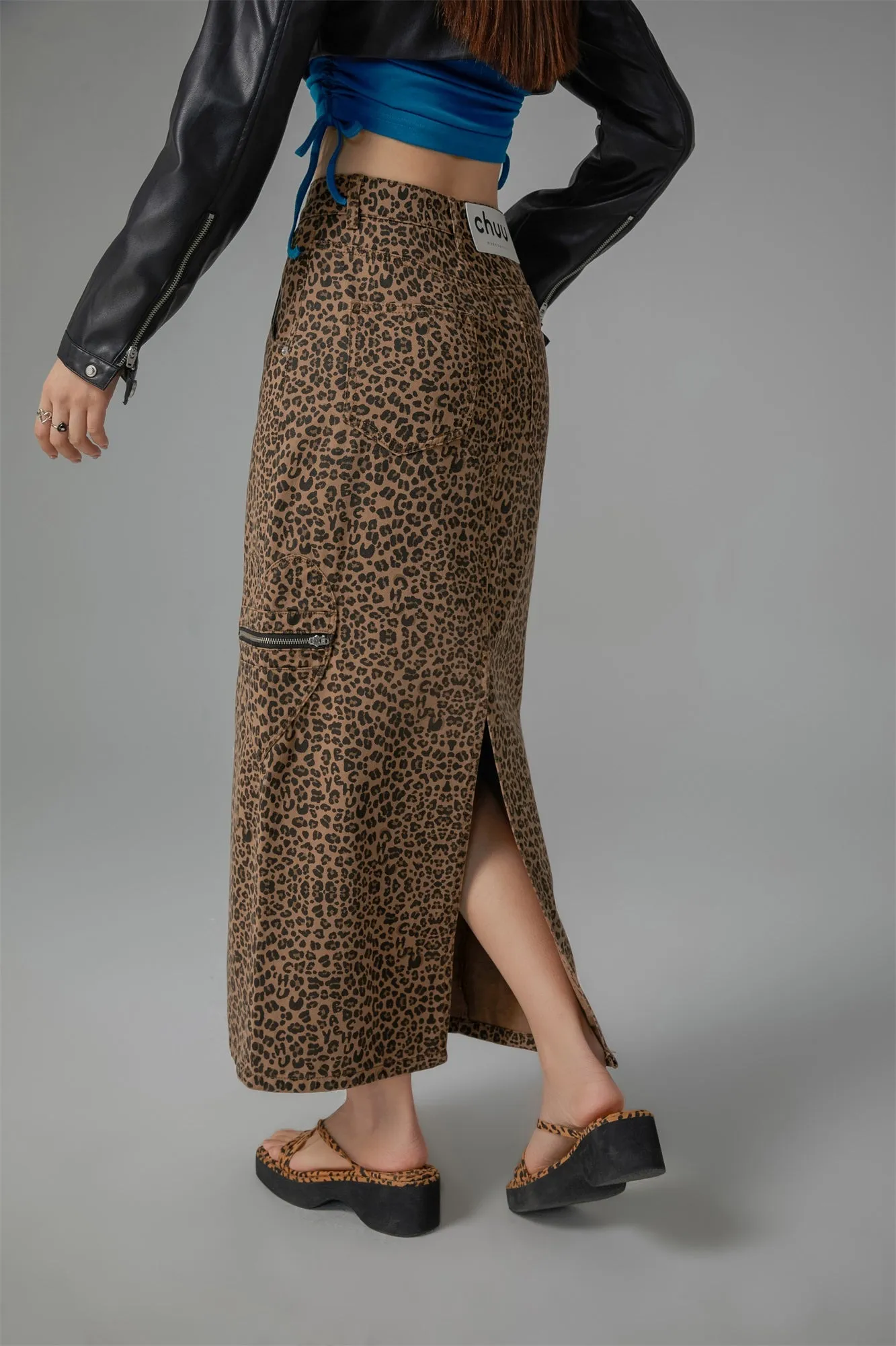 Leopard A-Line Long Skirt