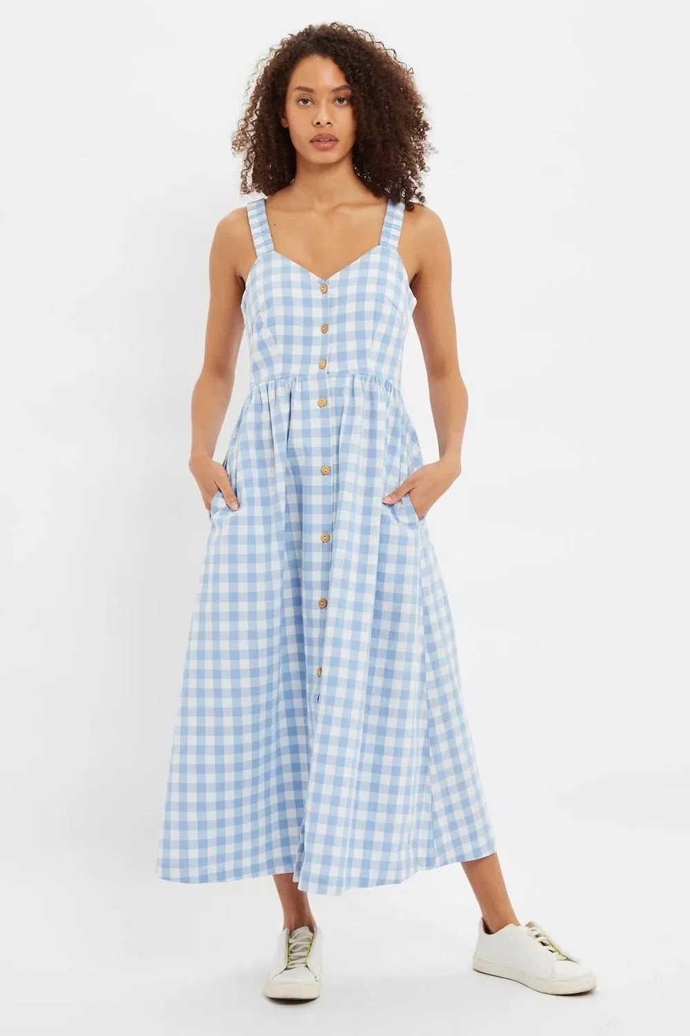 Louche Clover Check Sun Dress - Blue