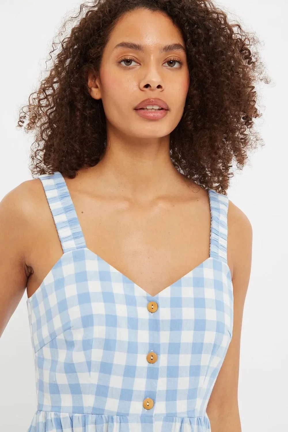 Louche Clover Check Sun Dress - Blue