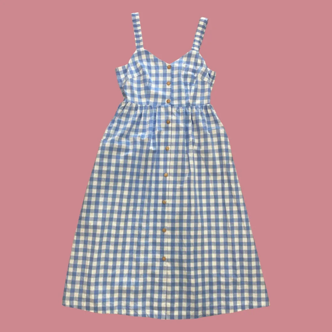 Louche Clover Check Sun Dress - Blue