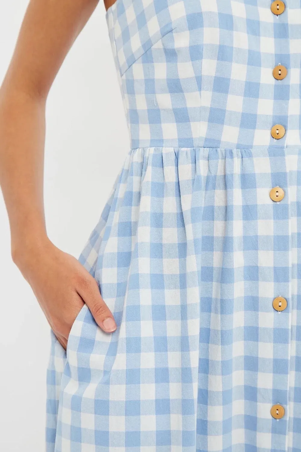 Louche Clover Check Sun Dress - Blue