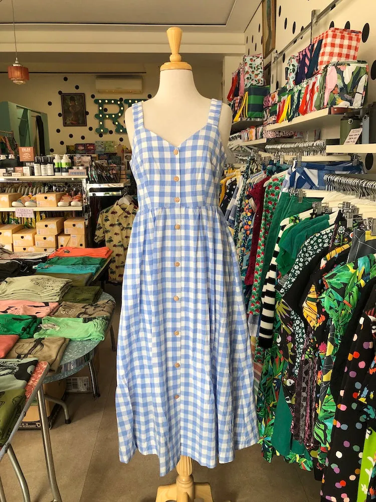 Louche Clover Check Sun Dress - Blue