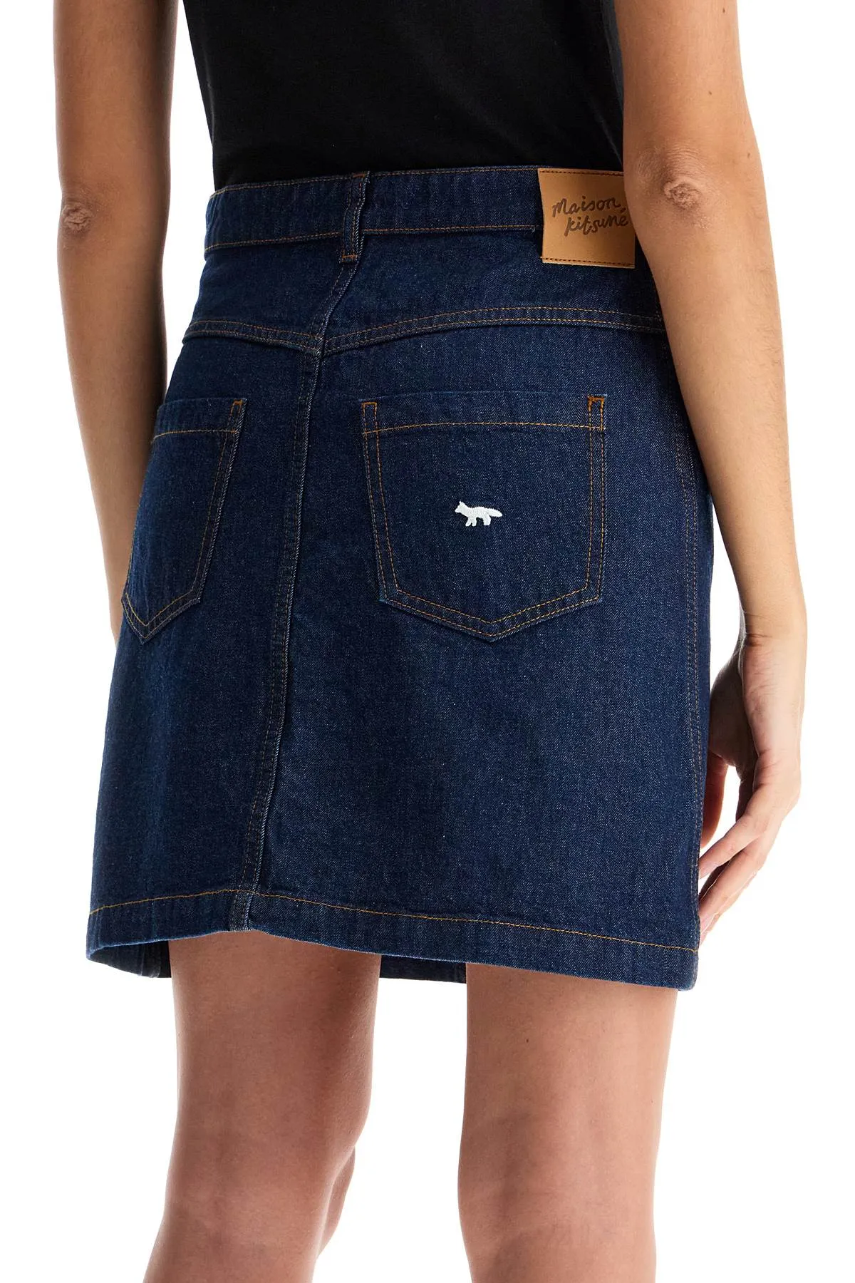 Maison Kitsune Japanese Denim Mini Skirt