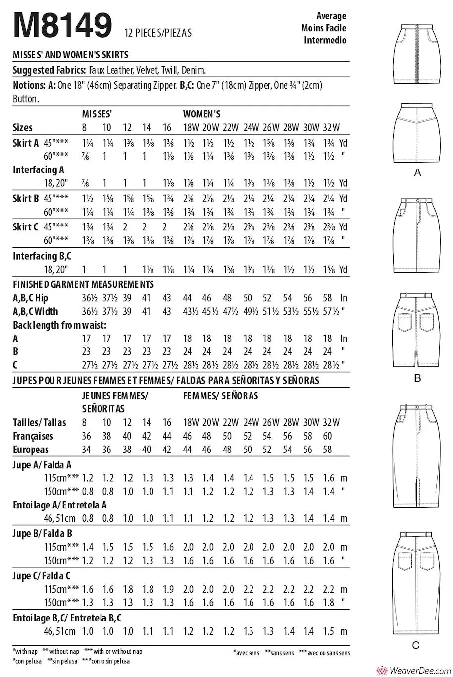 McCall's Pattern M8149 Misses' & Women's Skirts #SterlingMcCalls