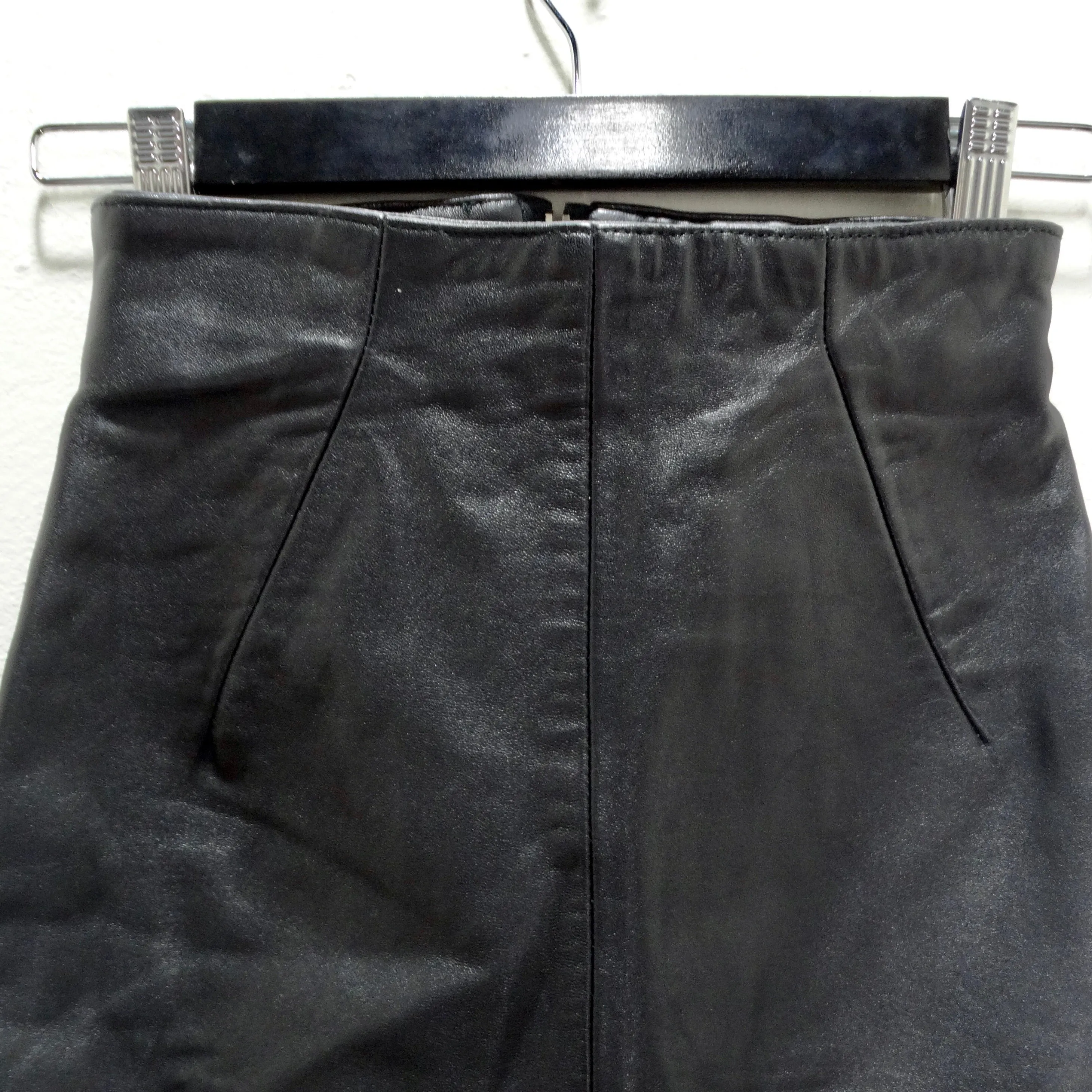 Michael Hoban 1980s Black Leather Mini Skirt