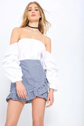 Navy/White Gingham Frill Skirt