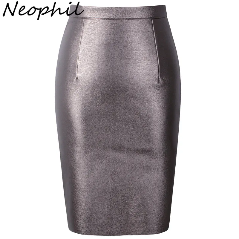 Neophil 2024 Autumn Sexy Faux Fur Leather Pu High Waist Midi Women Pencil Skirts XXL Office Bodycon Short Girls Tutu Saia S08019