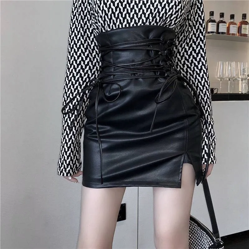 New High Waist PU Leather Mini Skirt