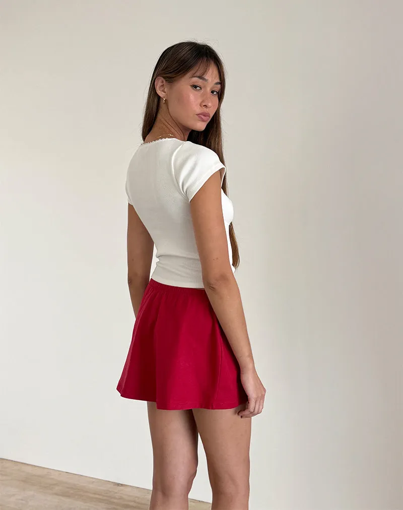 Nidya A-Line Mini Skirt in Adrenaline Red