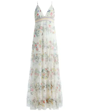 Off White Floral Karolina Tiered Maxi Dress