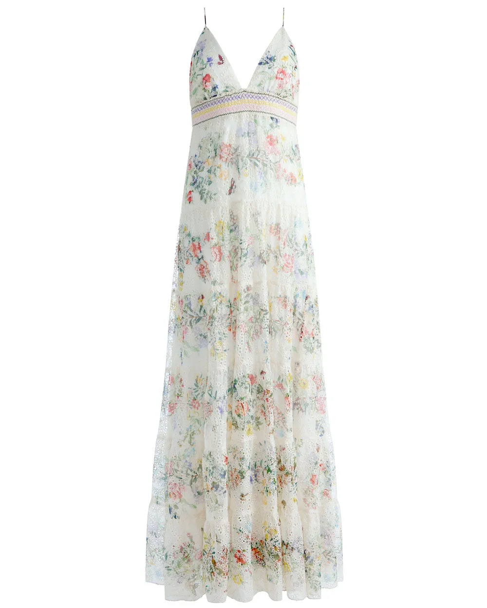 Off White Floral Karolina Tiered Maxi Dress