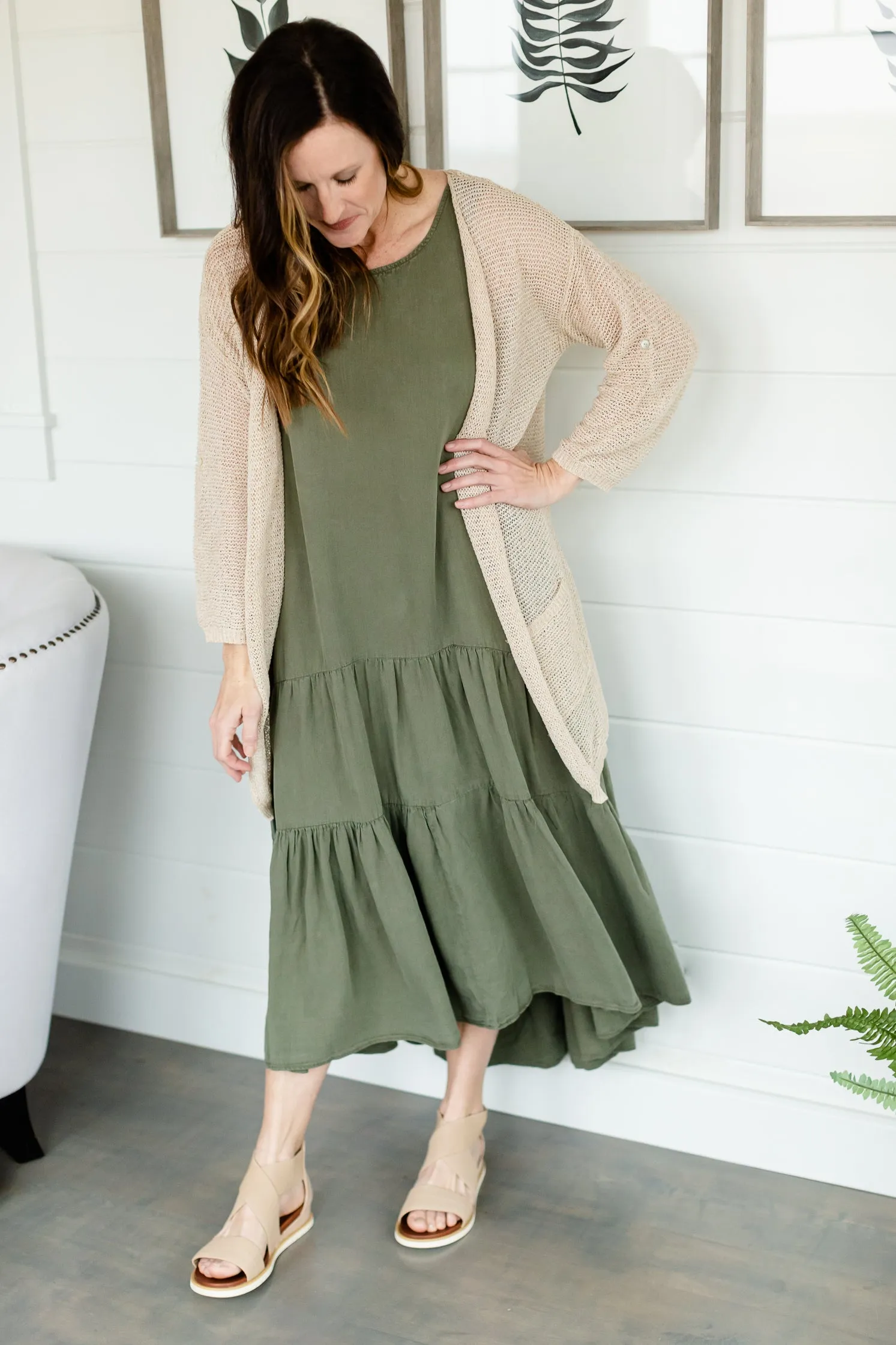 Olive Tiered Flowy Maxi Dress - FINAL SALE