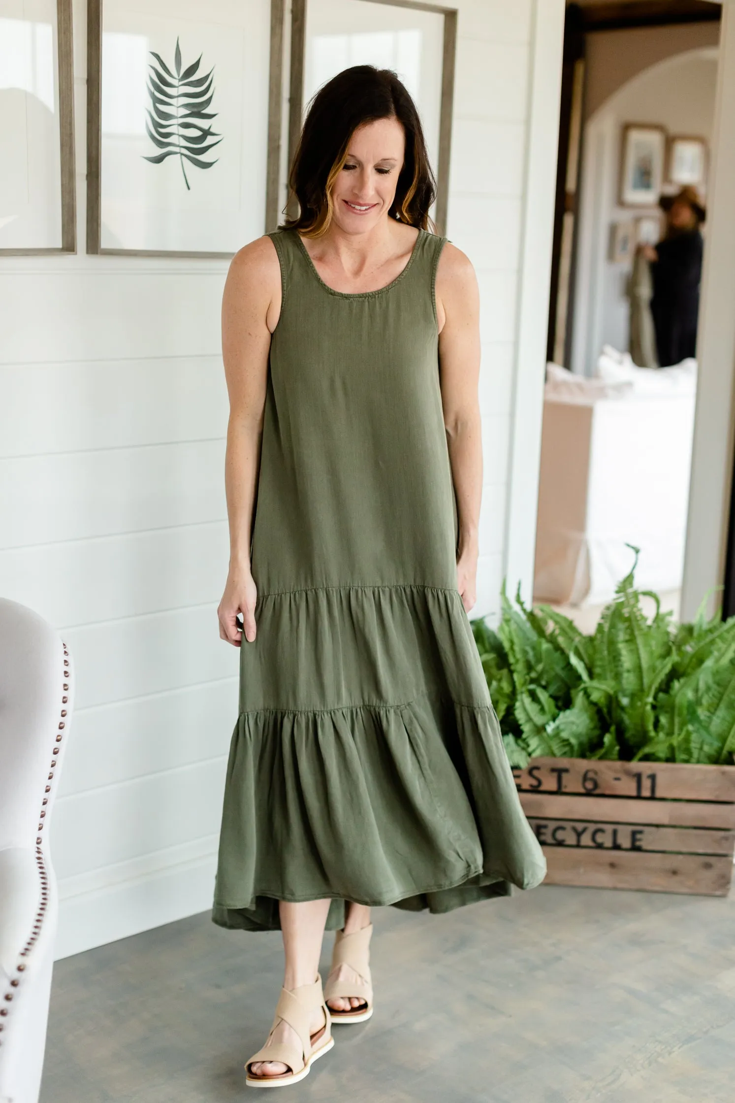 Olive Tiered Flowy Maxi Dress - FINAL SALE