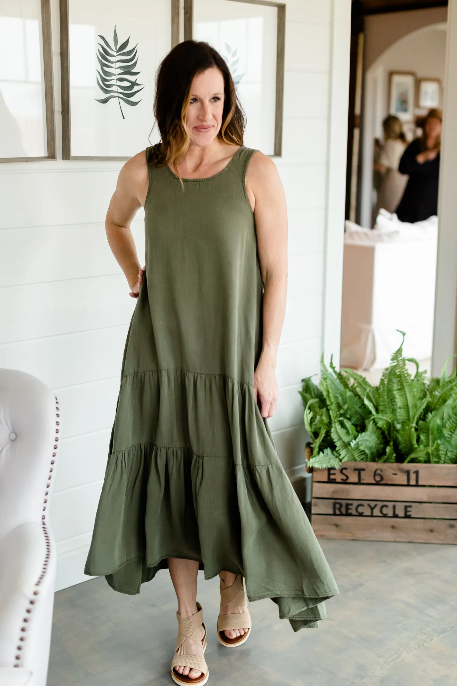 Olive Tiered Flowy Maxi Dress - FINAL SALE