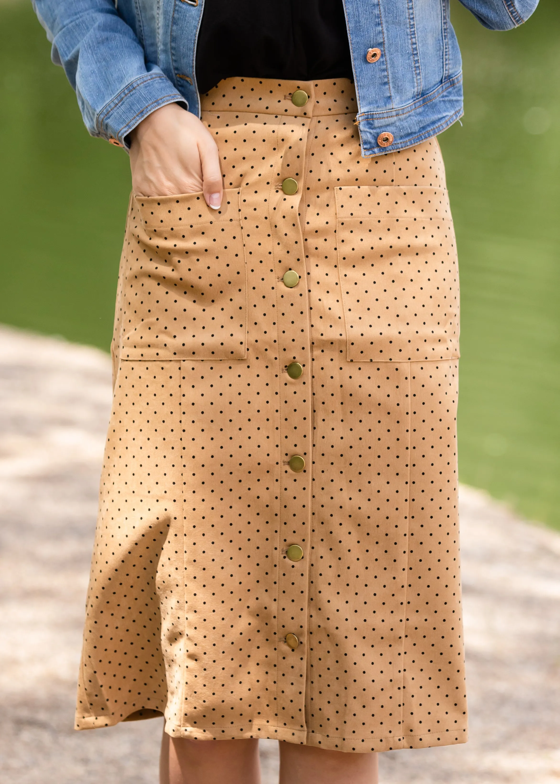 Polka Dot Button Up Midi Skirt - FINAL SALE