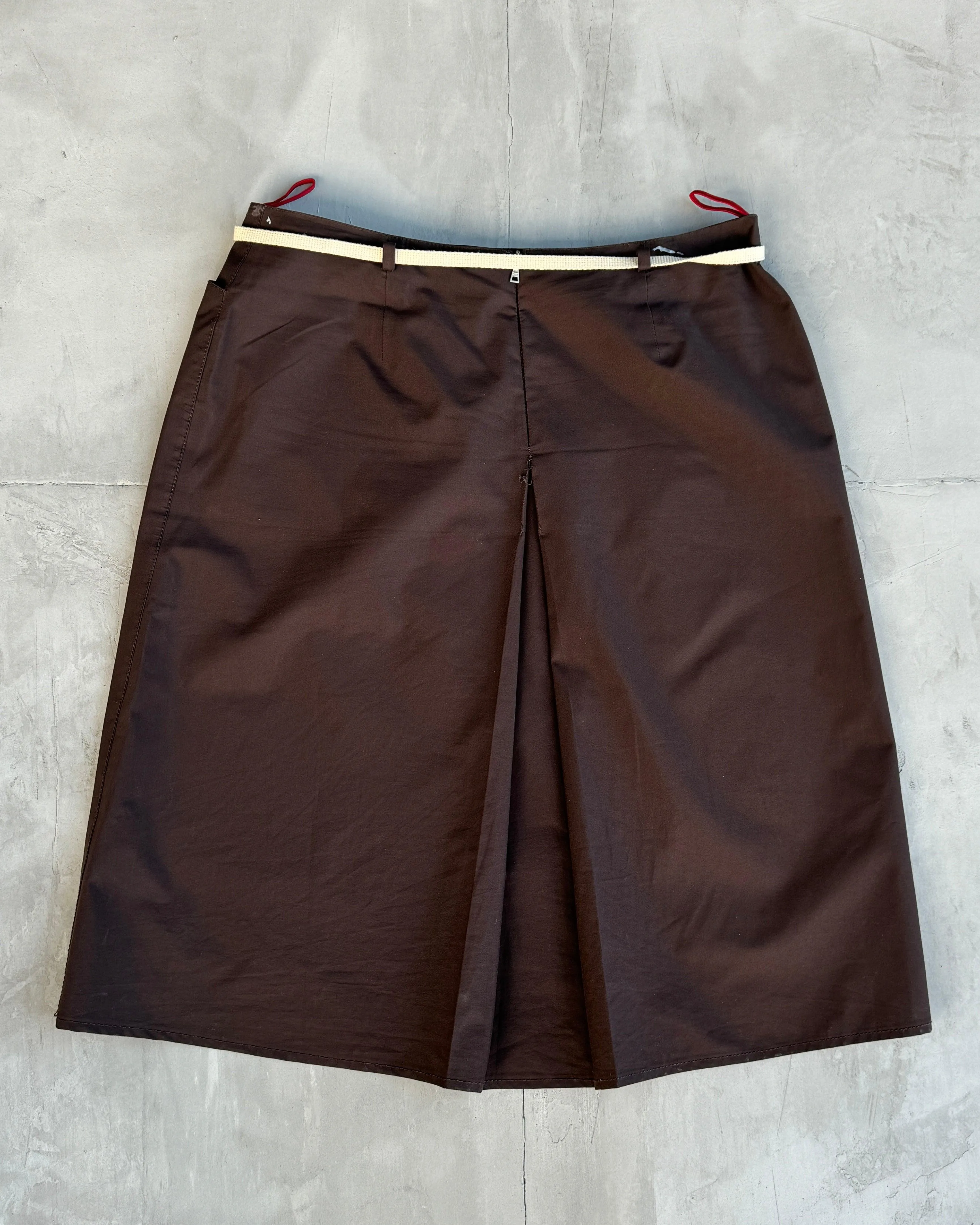 PRADA SPORT 2000'S GORETEX BROWN MIDI SKIRT - L