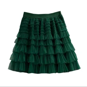 Pre Order:  A-Line Layer Mesh Short Skirt