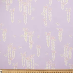 Printed Cotton Voile Design-1 White & Pink Flower Vines on Lilac