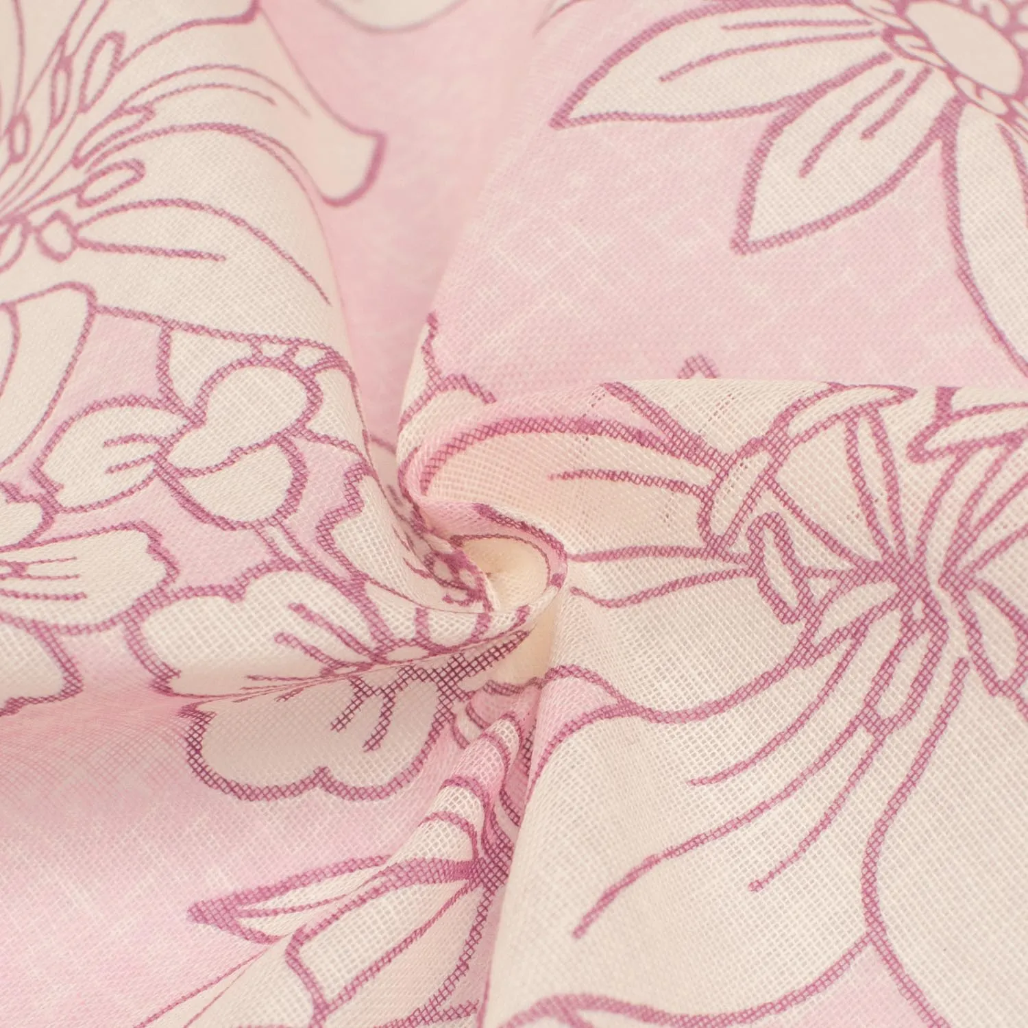 Printed Cotton Voile Design-50 White Big Flowers on Pink