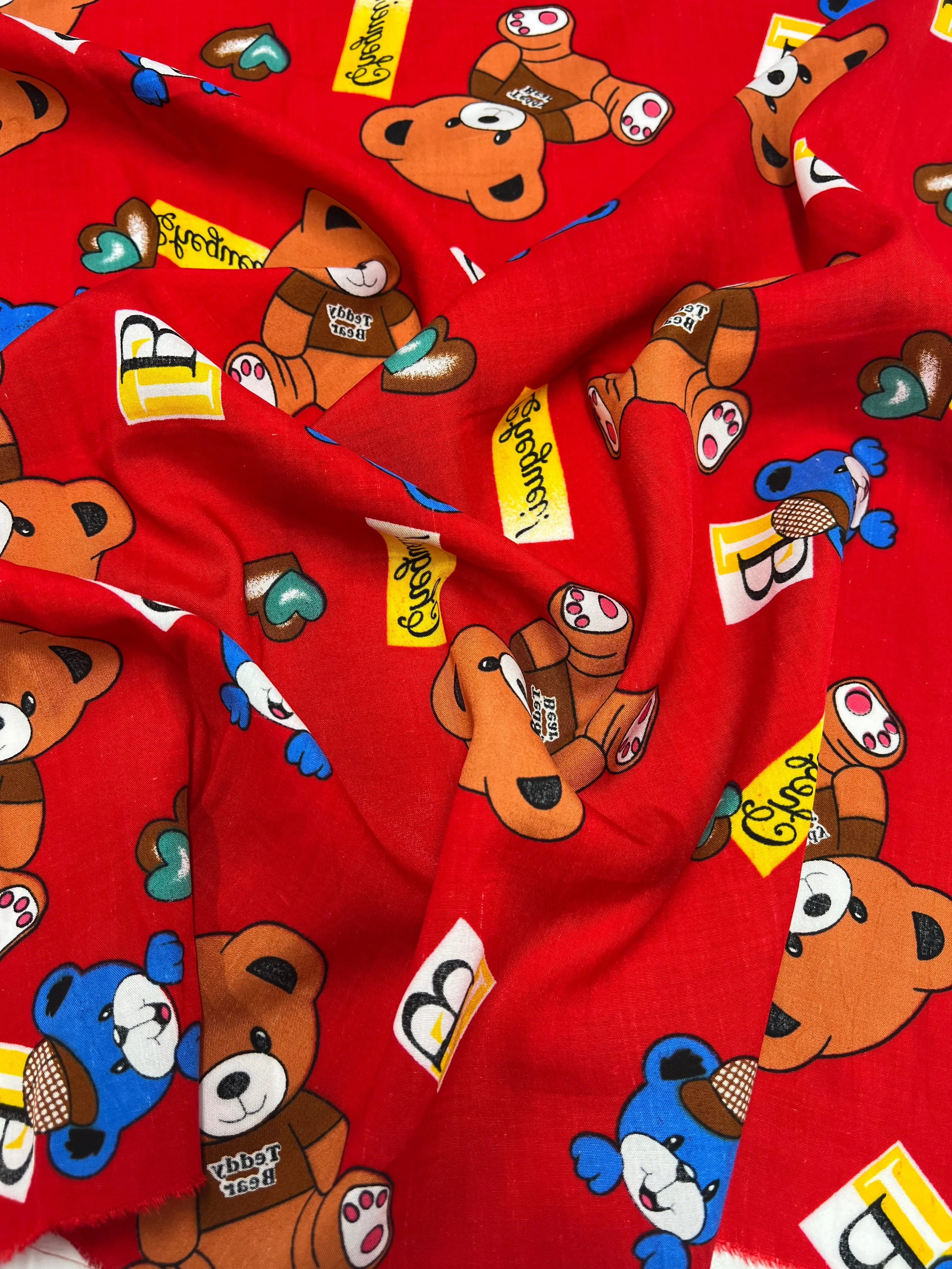 Printed Rayon - Red Bear - 145cm