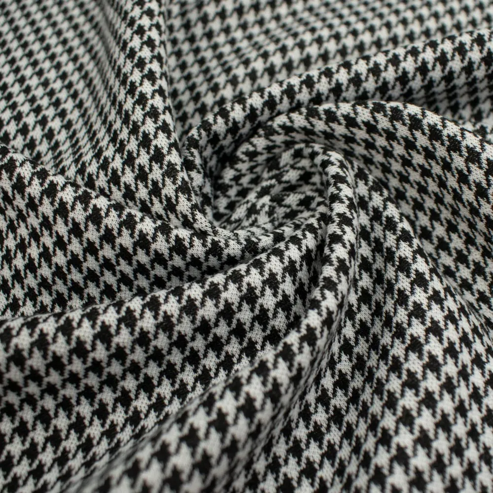 Printed Suiting Knit Design-4 White/Black Houndstooth