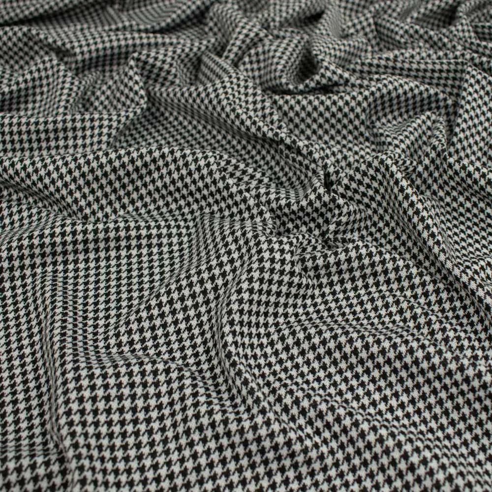 Printed Suiting Knit Design-4 White/Black Houndstooth