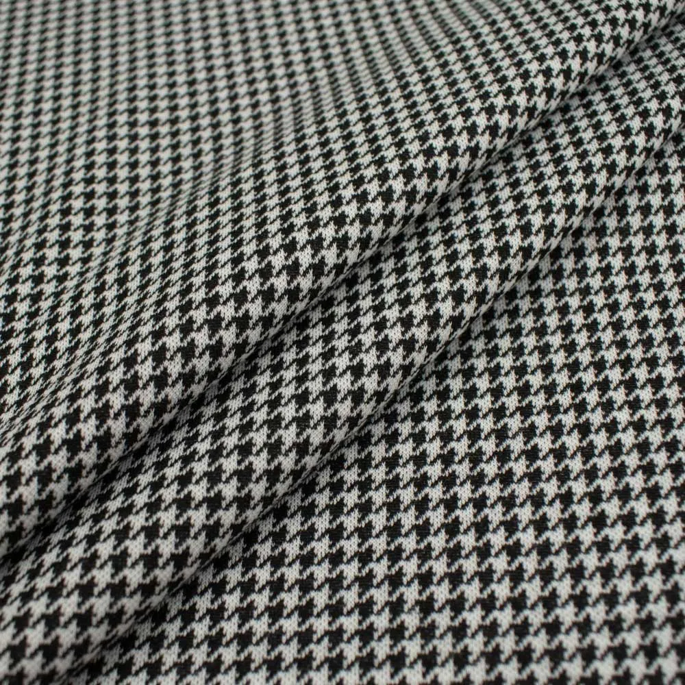 Printed Suiting Knit Design-4 White/Black Houndstooth