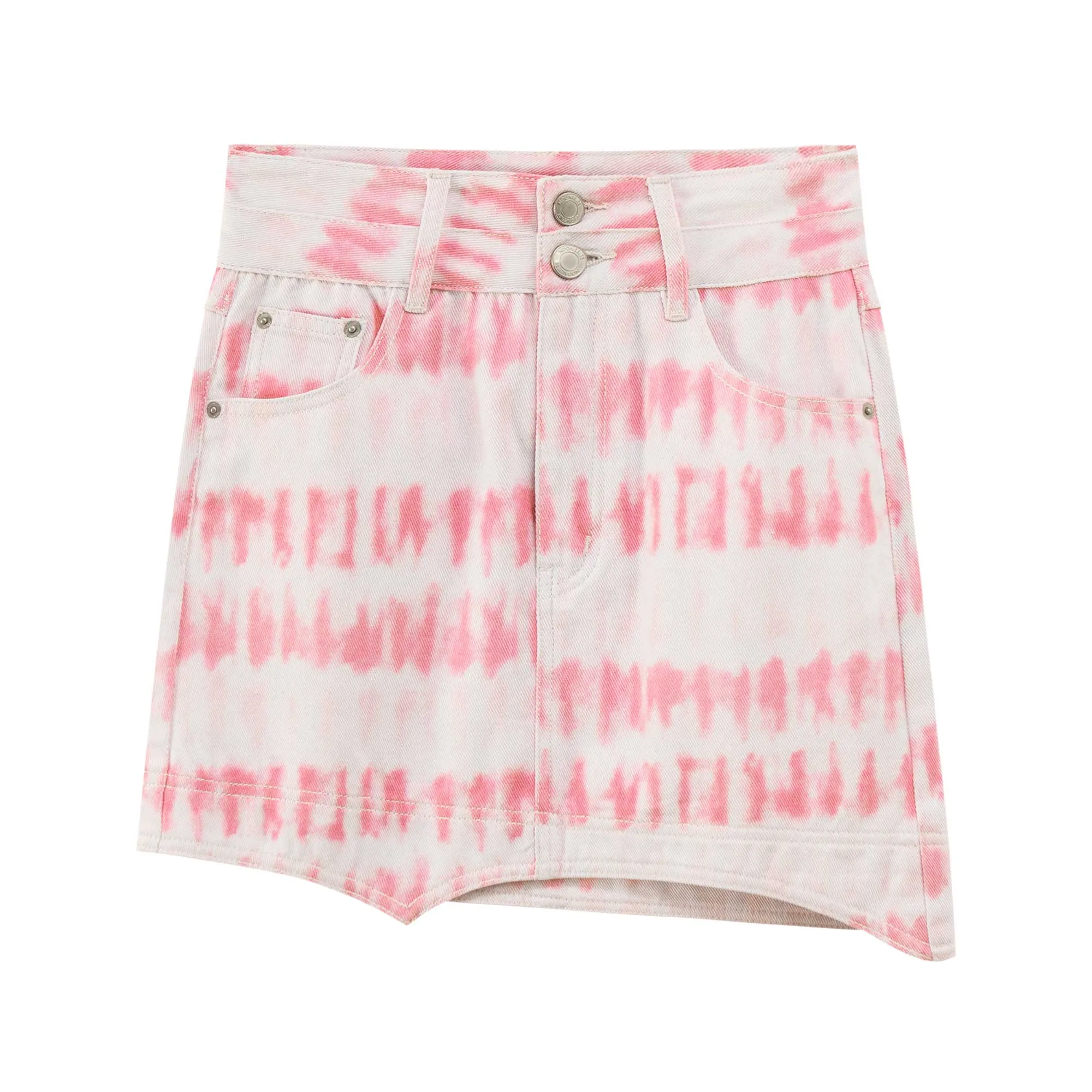 Printed Unbalanced Mini Skirt