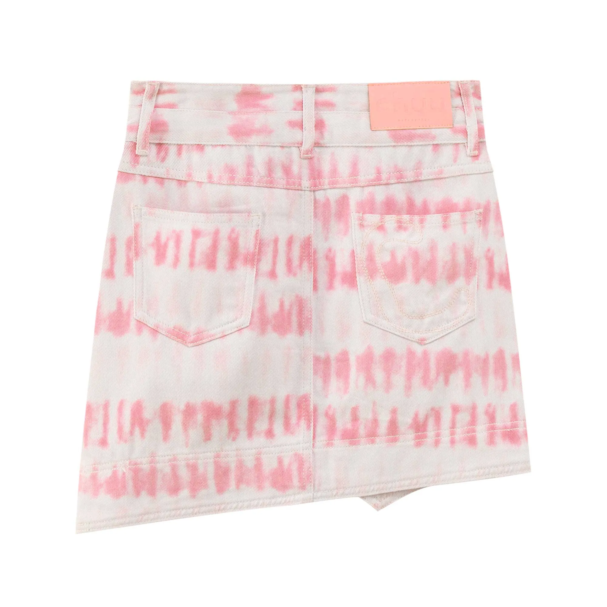 Printed Unbalanced Mini Skirt