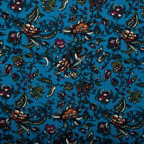 Printed Viscose - FLORA - Carnations - Blue