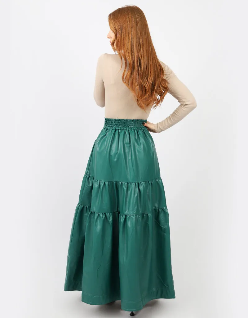 PU Tiered Skirt