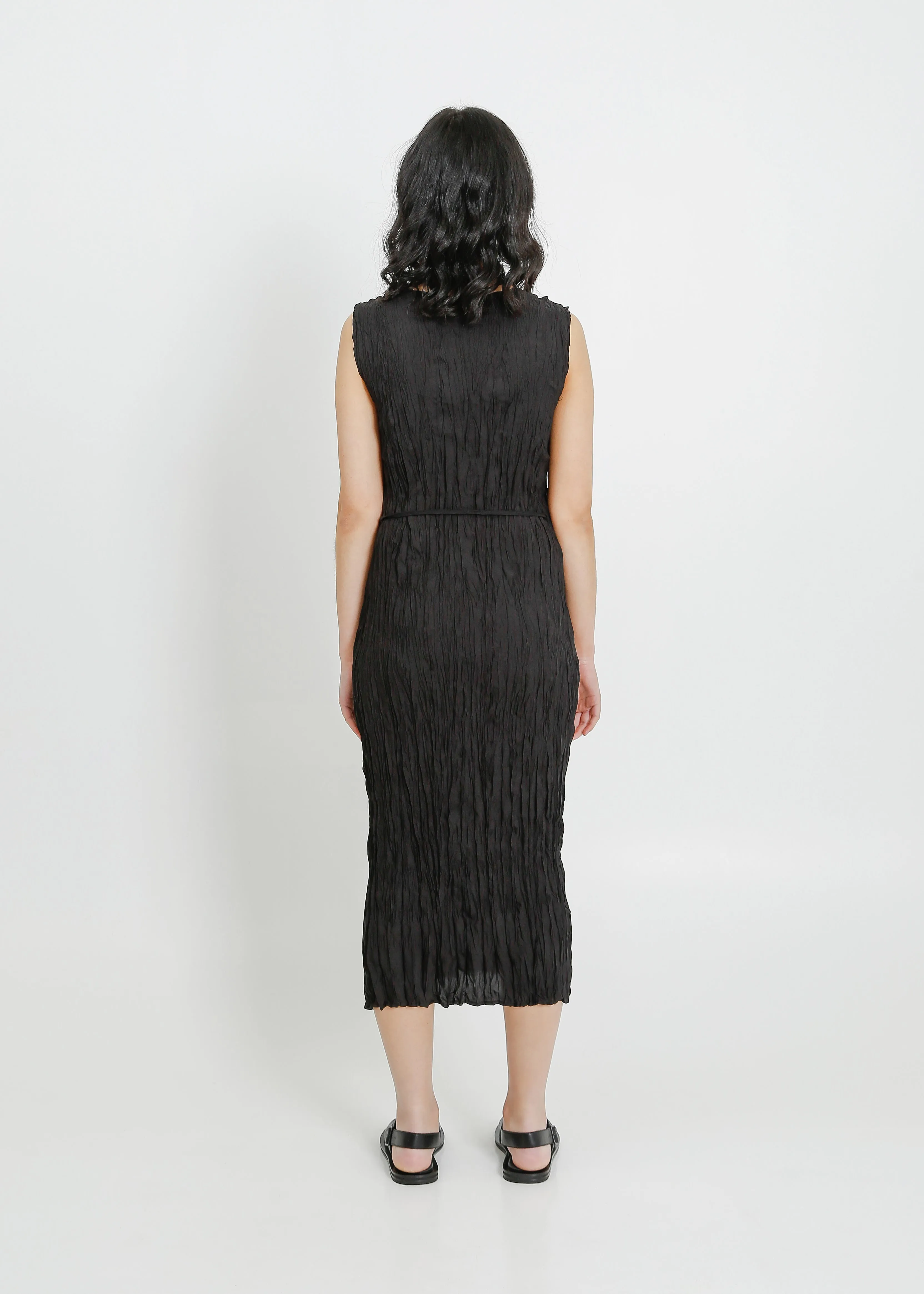 REAH PLEAT DRESS  / BLACK