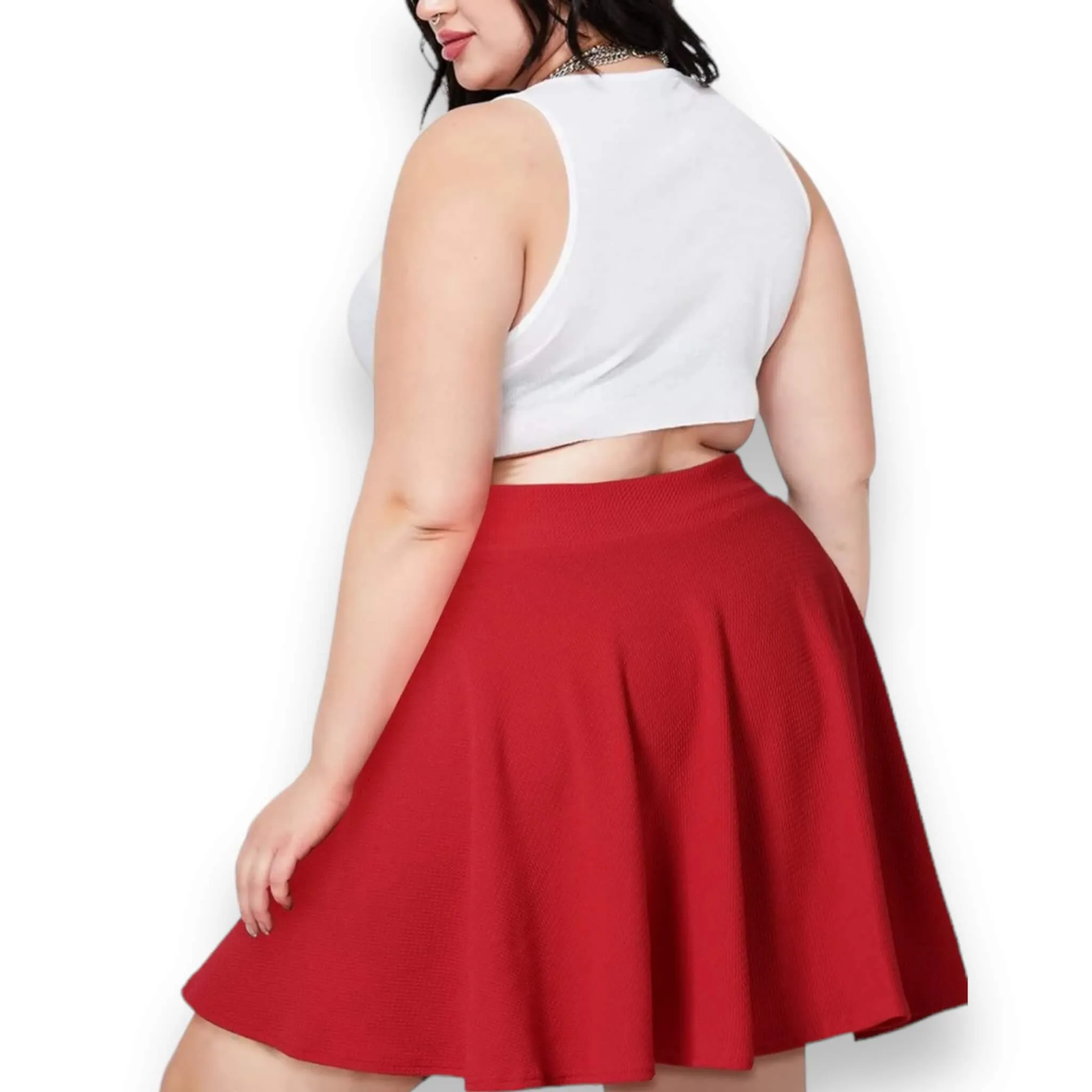 Retro Red Wavy A-line Mini Skirt