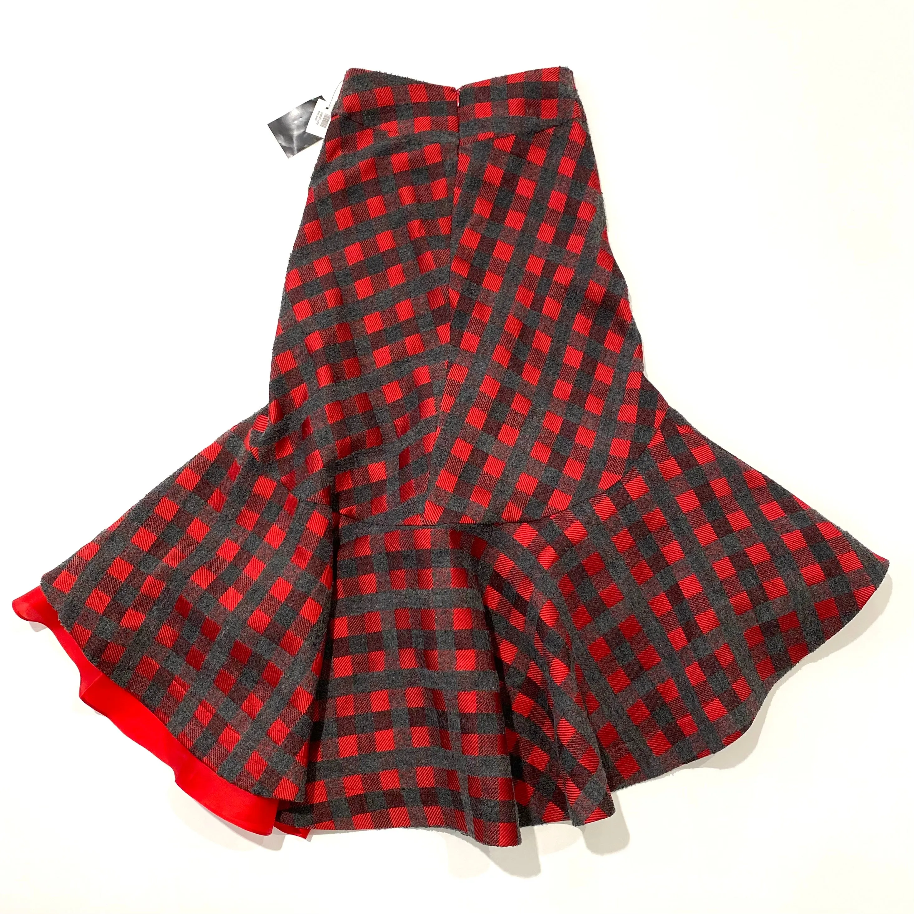 Silvia Tcherassi Red Check Fishtail Skirt