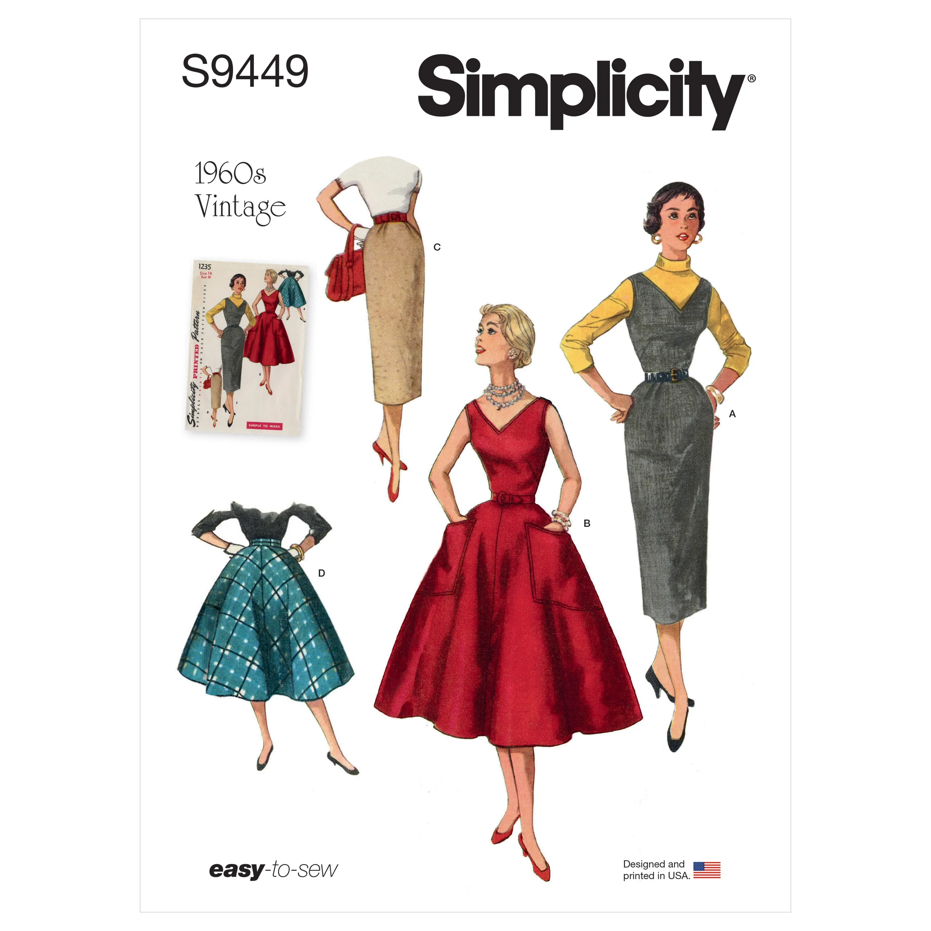 Simplicity Vintage Sewing Pattern 9449 Dress, Jumper and Skirts