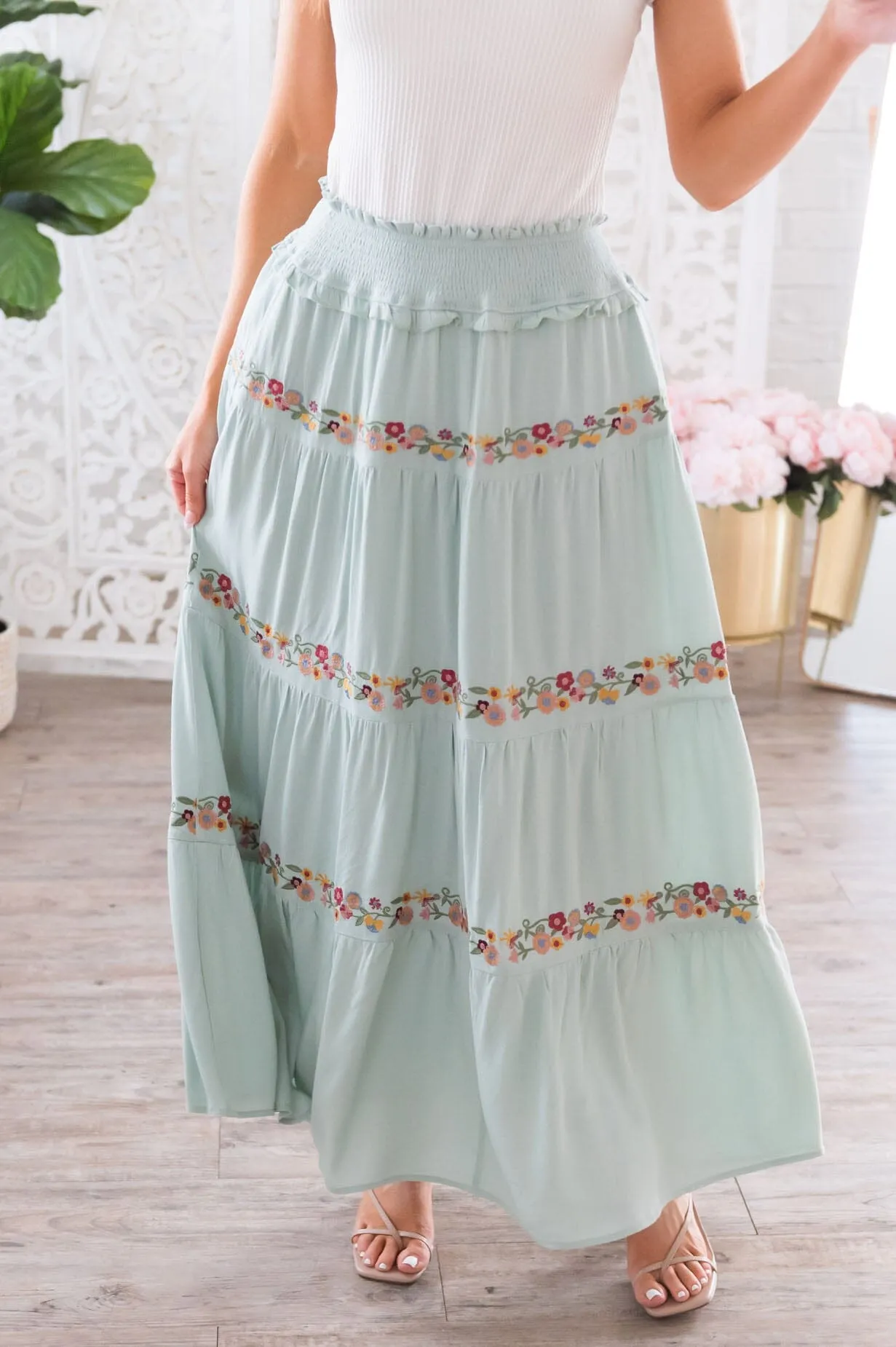 Sway My Way Modest Tiered Skirt