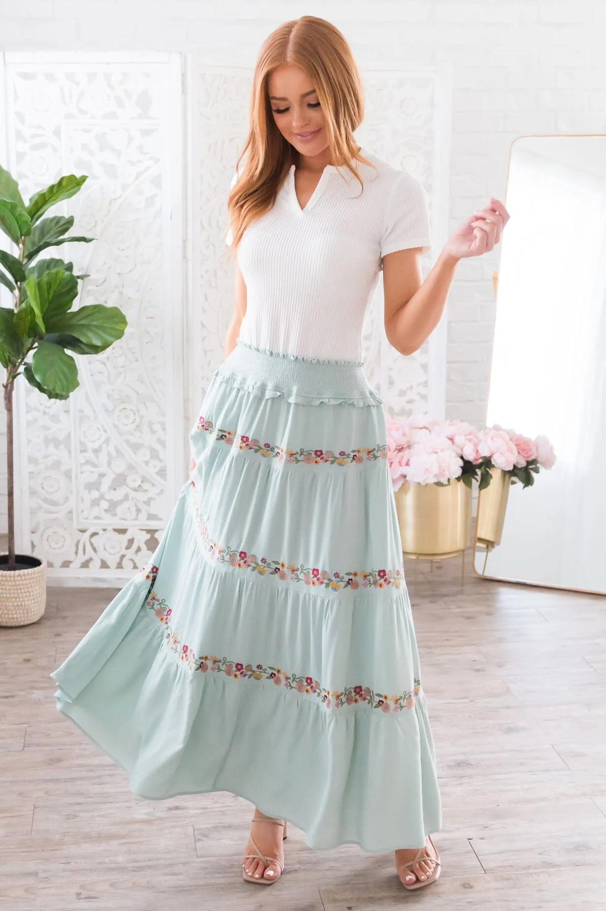 Sway My Way Modest Tiered Skirt