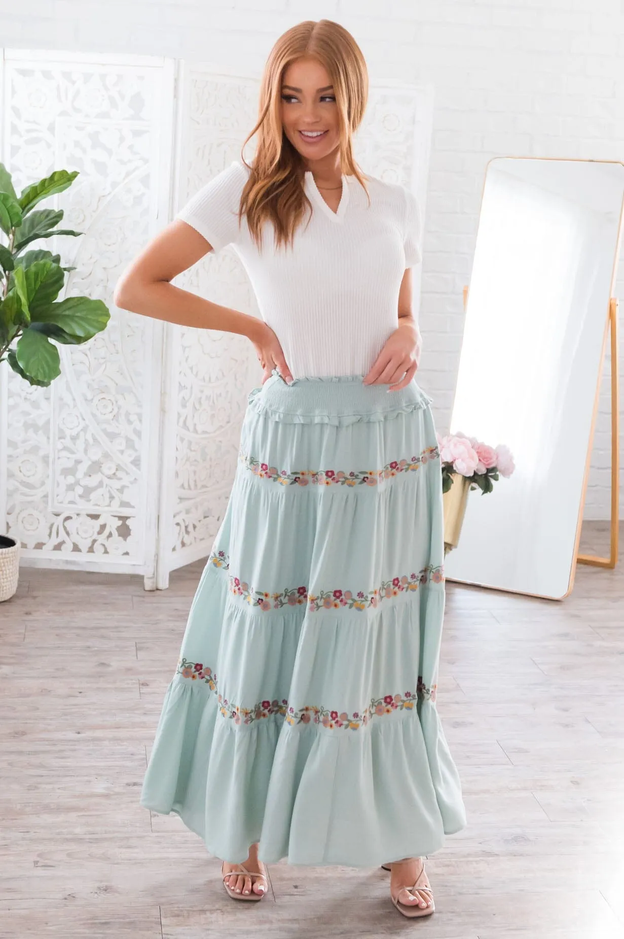 Sway My Way Modest Tiered Skirt